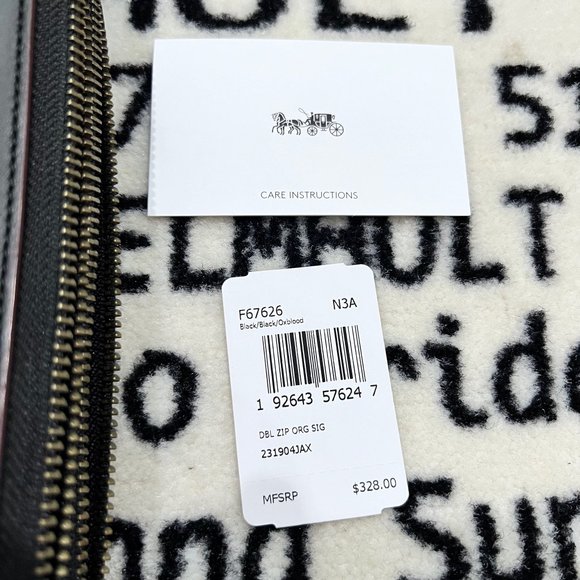 Coach Signature Double Zip Travel Organizer with Wrist Strap Black Oxblood - Picture 12 of 12